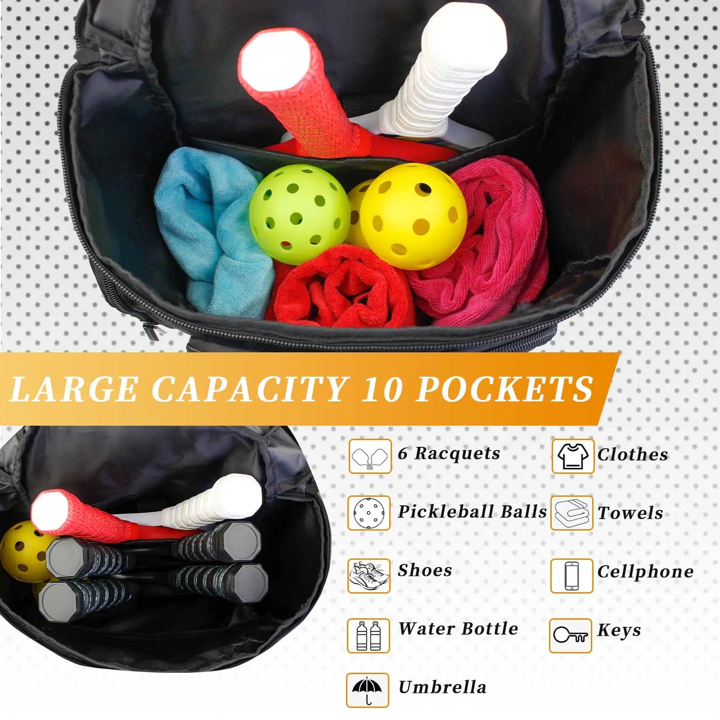 Large Capacity Pickleball Paddle Bag